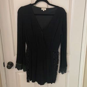 Tea & Cup Lace Trim Long Sleeve Romper